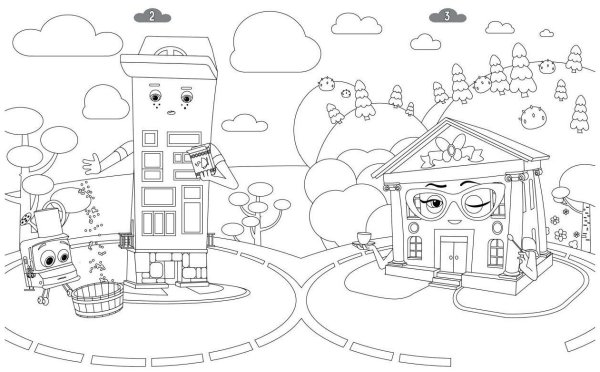 Раскраска домики мультик