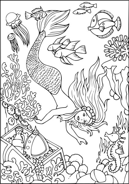 Сирена раскраска