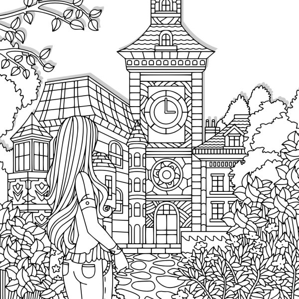 Раскраски сложные домики