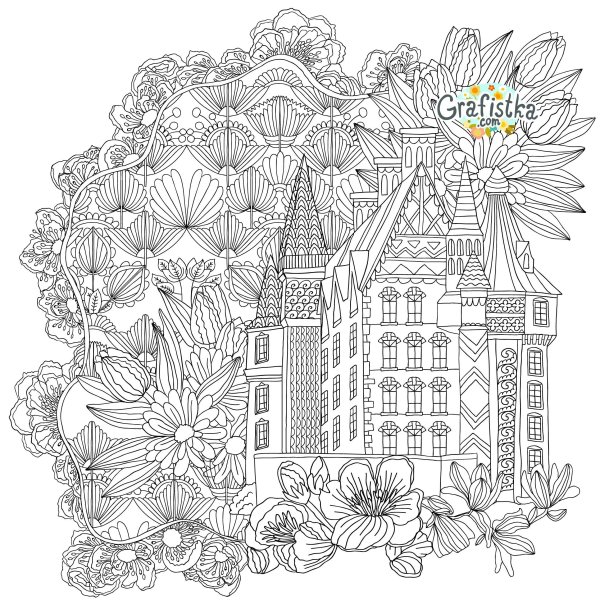 Мандала домики раскраска