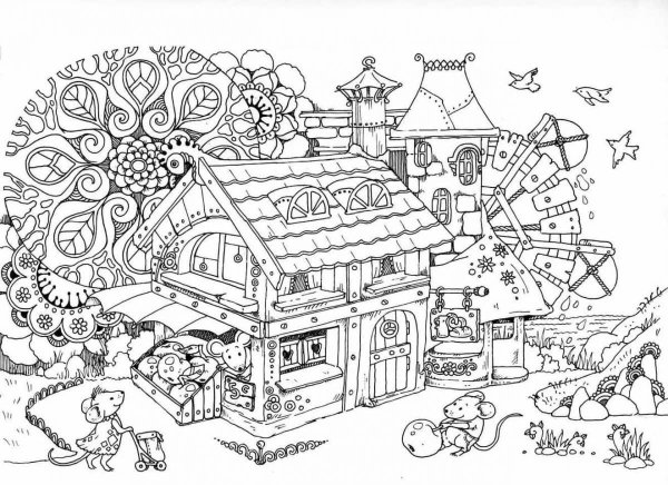 Раскраски антистресс домики