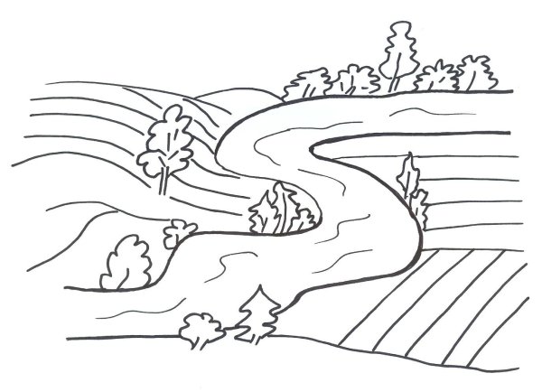 Раскраска речка для детей