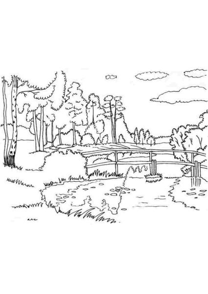 Пейзаж контур