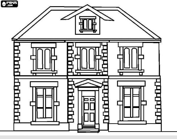 Раскраска двухэтажный дом