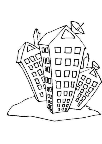 Многоэтажный дом раскраска для детей