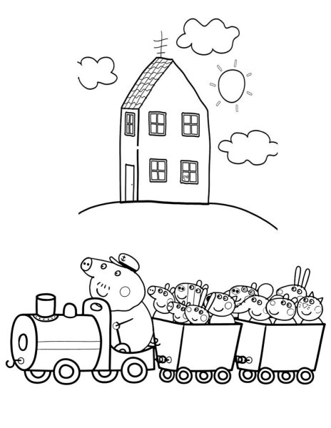 Раскраски для детей домик свинки Пеппы