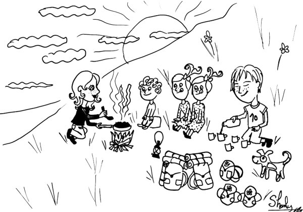 Раскраска летний лагерь в школе