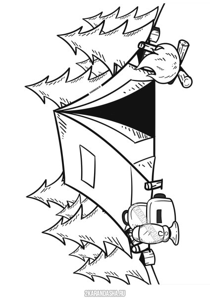 Раскраска палатка в лесу