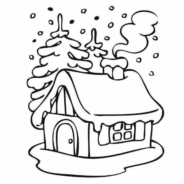Раскраска для детей 3-4 лет распечатать дом зима