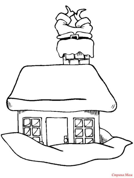 Новогодний домик раскраска