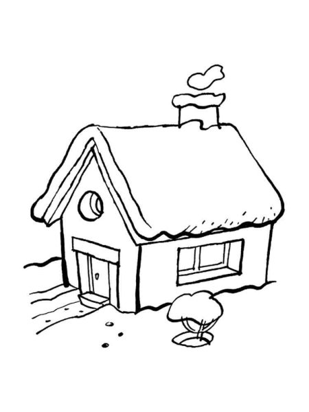 Раскраска заснеженный домик