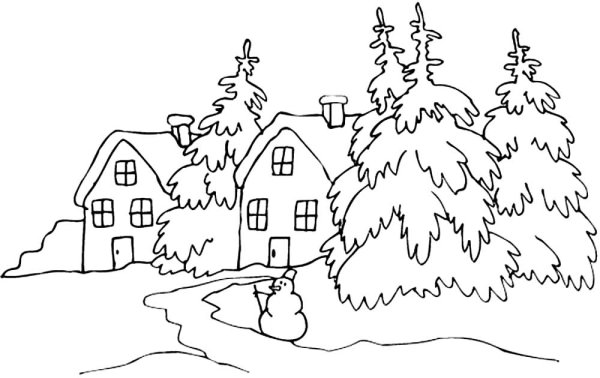 Зима раскраска для детей