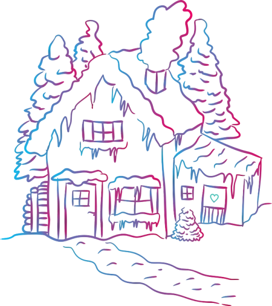 Зимний домик контур