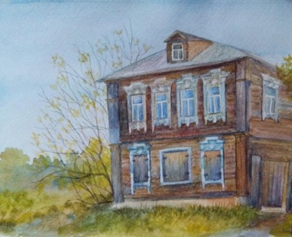 Рисунок с боку современные и старые дома