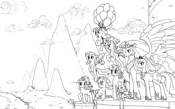Раскраска пони Селестия и Искорка