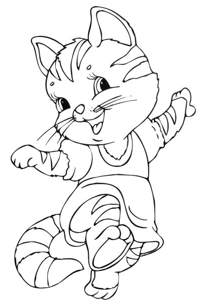 Раскраска котик в юбочке