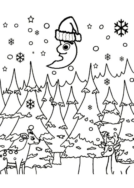 Зимний лес раскраска