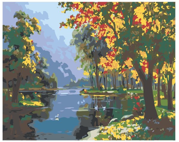 Осенний пейзаж раскраска по номерам