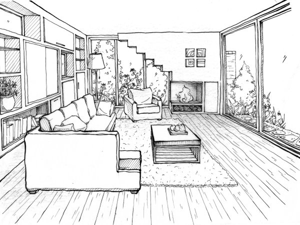 Раскраска интерьер