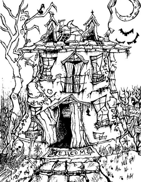 Замок с привидениями раскраска