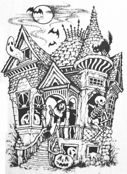 Раскраска дом с привидениями