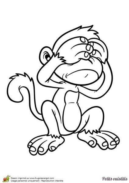 Обезьяна раскраска грустная