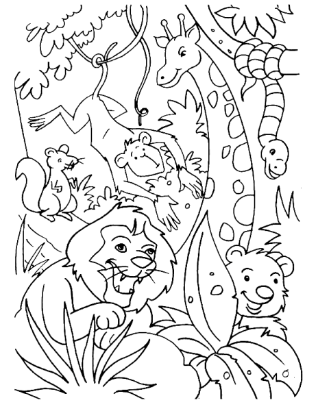Раскраска джунгли для детей