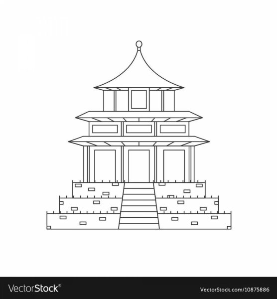 Буддийский храм карандашом