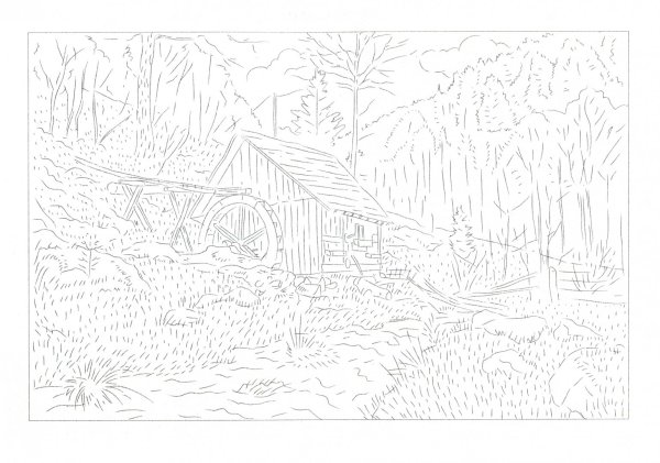 Пейзаж для раскрашивания красками