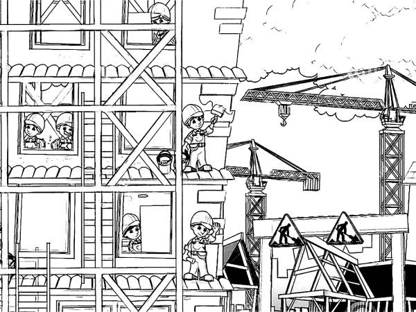 Стройка раскраска для детей