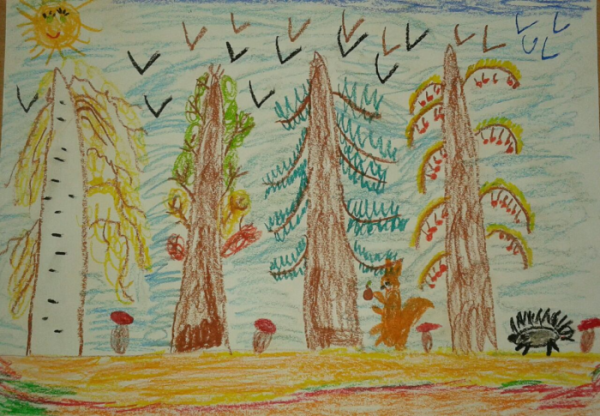 Лес словно Терем расписной рисование в подготовительной