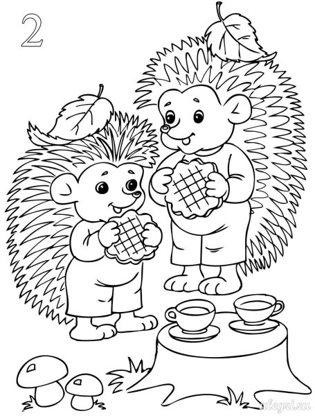 Семья ежей раскраска