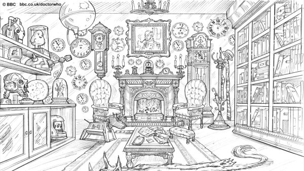 Раскраска домик с комнатами