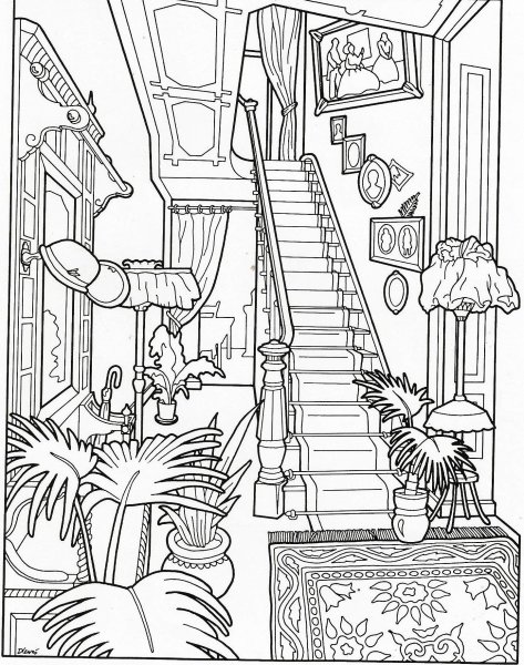 Раскраска дом внутри