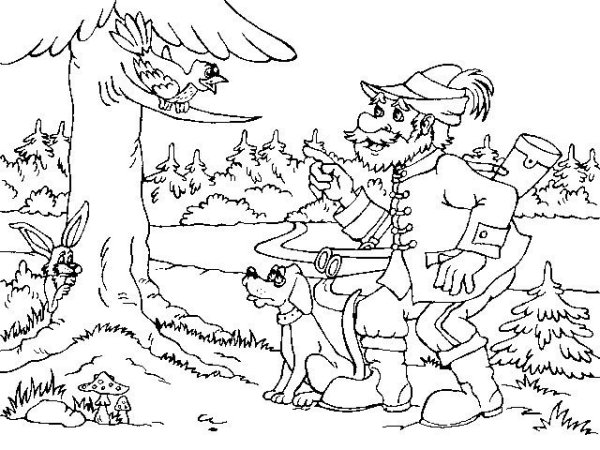 Раскраска Лесник в лесу