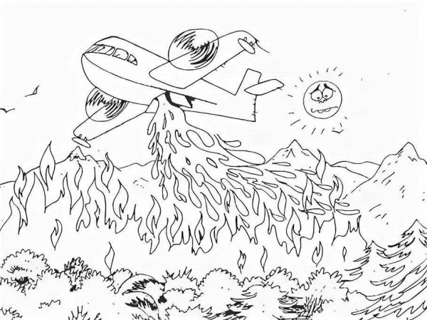 Лесной пожар раскраска
