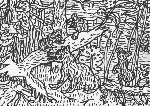 Утро в Сосновом лесу раскраска