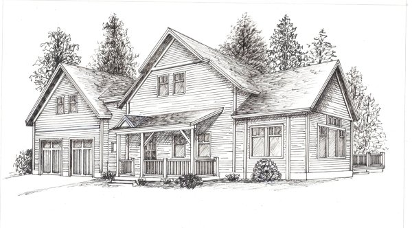 Эскизы домов карандашом