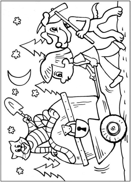 Трое из Простоквашино раскраска для детей