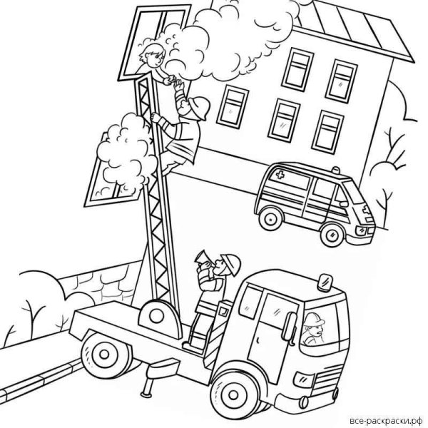 Раскраска пожарный