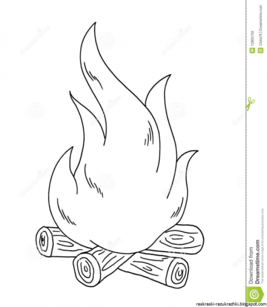 Костер раскраска для детей