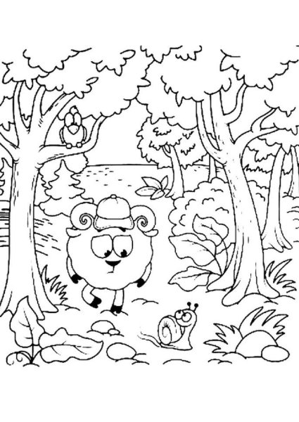 Лес раскраска для детей