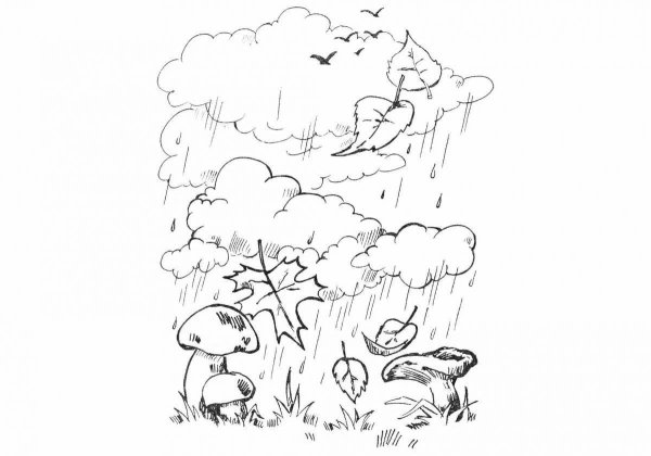 Осенний пейзаж раскраска