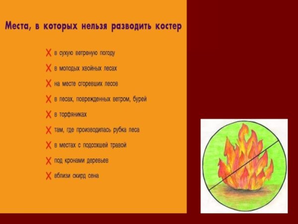 Где нельзя разводить костер