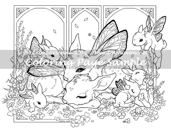 Раскраска фэнтези кролик