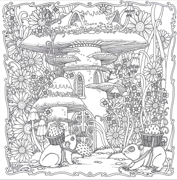 Раскраска антистресс грибы