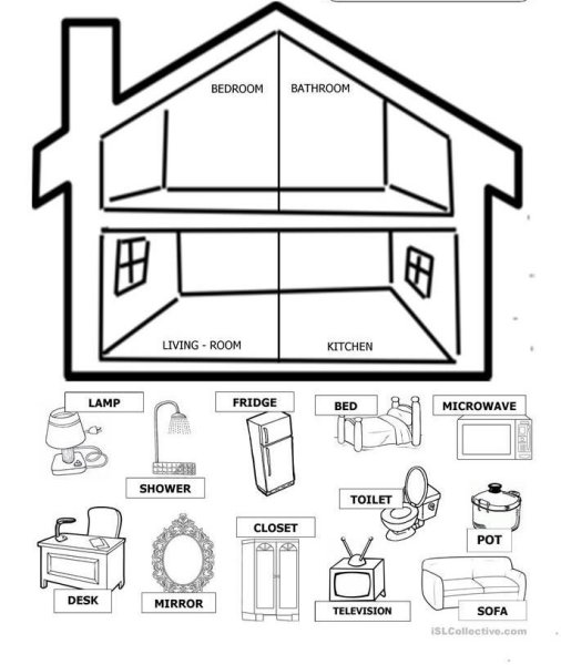 Мебель Worksheets for Kids
