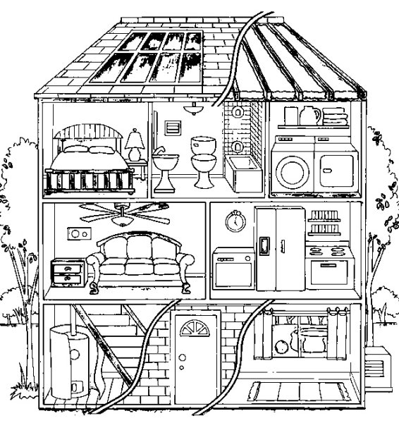 Раскраска дом в разрезе