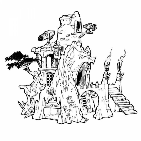 Страшный замок раскраска