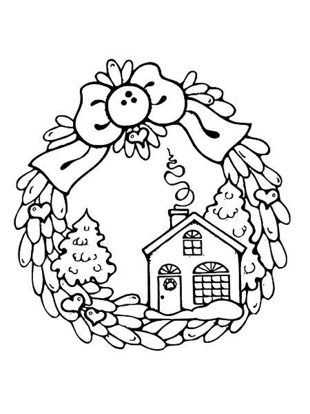 Новогодний венок раскраска